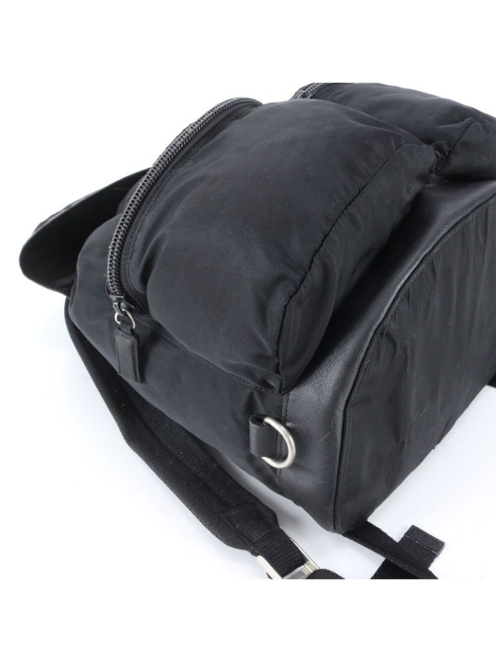 Prada Tessuto Nylon Triangle Logo Leather Backpack - Picture 6 of 13